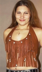 Deerskin Leather Fringe Halter Top