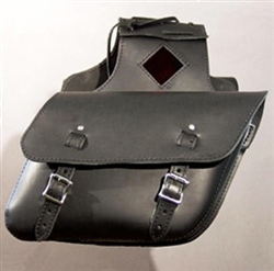 Slanted Black Leather Saddle Bags